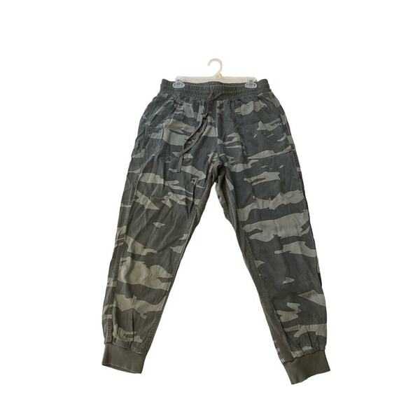 Splendid Jogger Pant Women's L Green Camouflage Drawstring Slash Pockets Hi-Rise - Picture 4 of 7